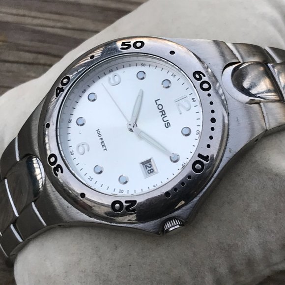 Lorus Men Watch Date Calendar Silver Tone Japan Mo